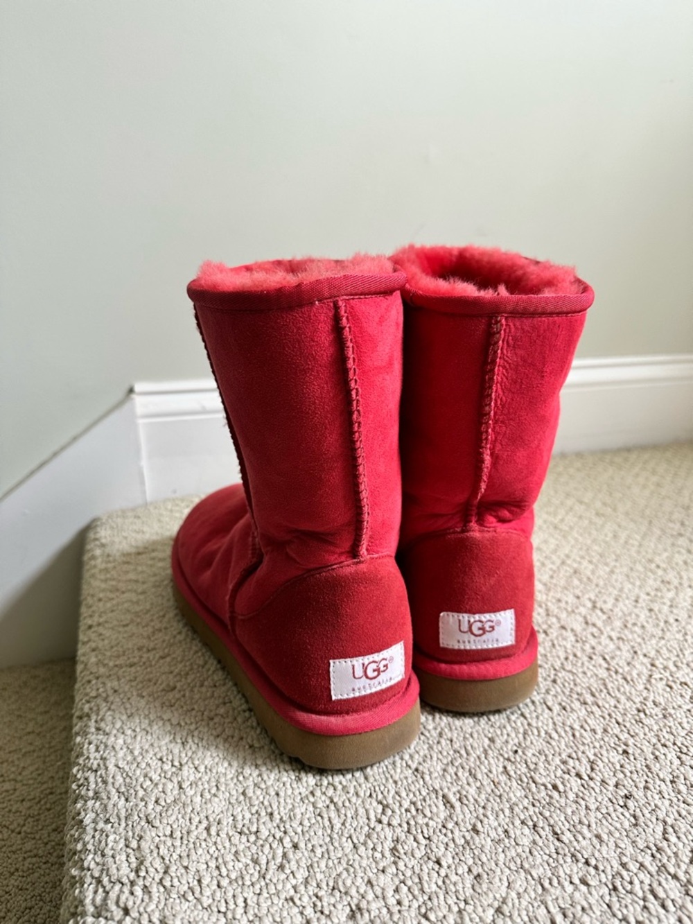 UGG Short Sheepskin Boots in Red/Pink Worn a few times!